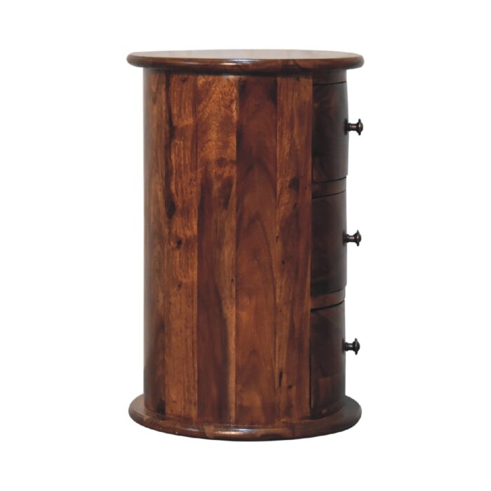 3 Drawer Chestnut Sheesham Drum - Image 7