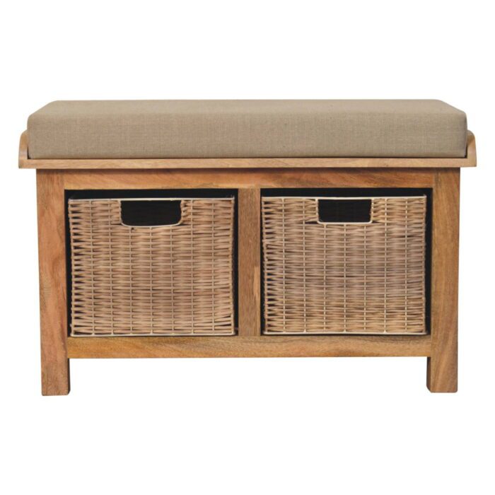 Rattan Basket Linen Bench - Image 1