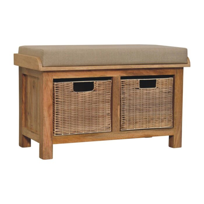 Rattan Basket Linen Bench - Image 2