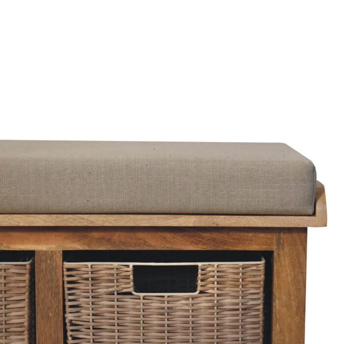 Rattan Basket Linen Bench - Image 4