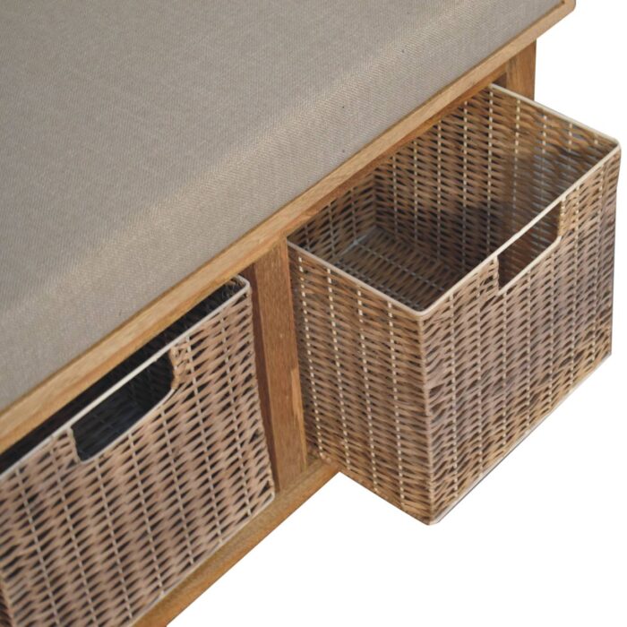 Rattan Basket Linen Bench - Image 6