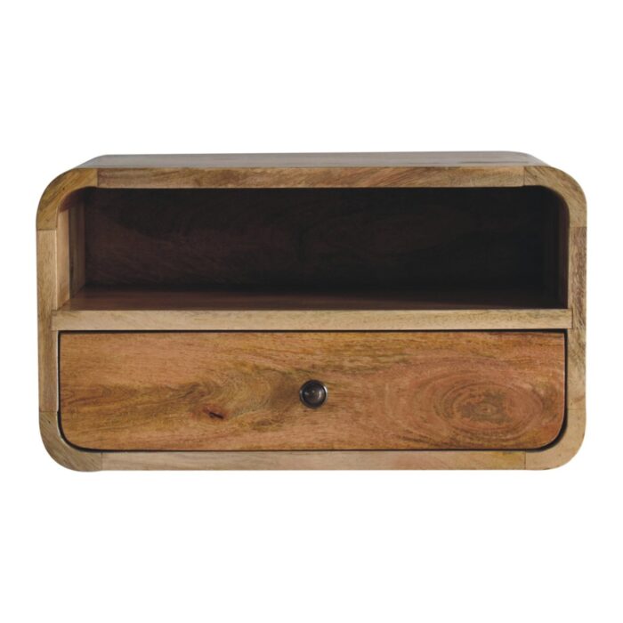 Large Oak-ish Curve Upper Slot Floating Bedside - Image 1