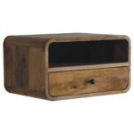 Large Oak-ish Curve Upper Slot Floating Bedside - Image 3