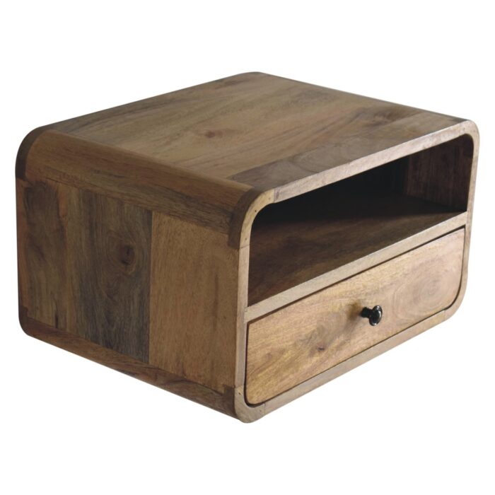 Large Oak-ish Curve Upper Slot Floating Bedside - Image 5