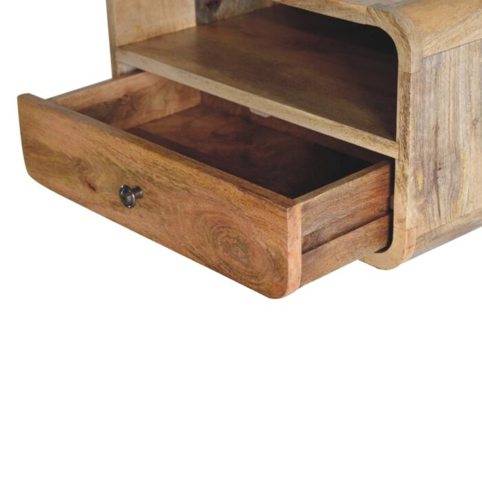 Large Oak-ish Curve Upper Slot Floating Bedside - Image 6