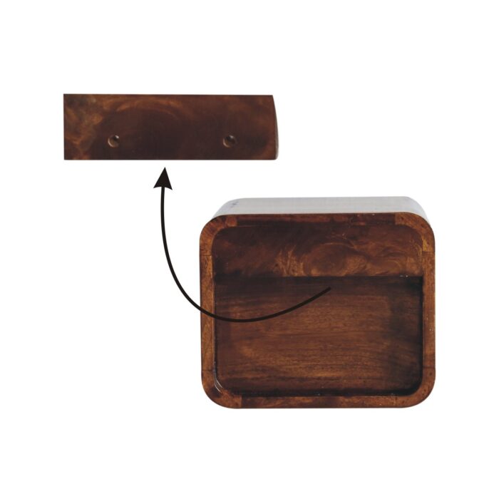 Extra Mini Wall Mounted Curved Chestnut Bedside with Open Slot - Image 10