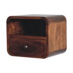 Extra Mini Wall Mounted Curved Chestnut Bedside with Open Slot - Image 2