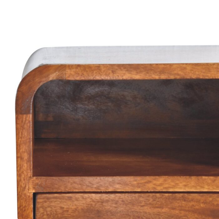 Extra Mini Wall Mounted Curved Chestnut Bedside with Open Slot - Image 4
