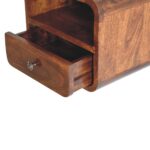 Extra Mini Wall Mounted Curved Chestnut Bedside with Open Slot - Image 5
