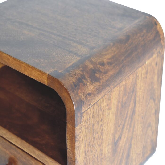 Extra Mini Wall Mounted Curved Chestnut Bedside with Open Slot - Image 6