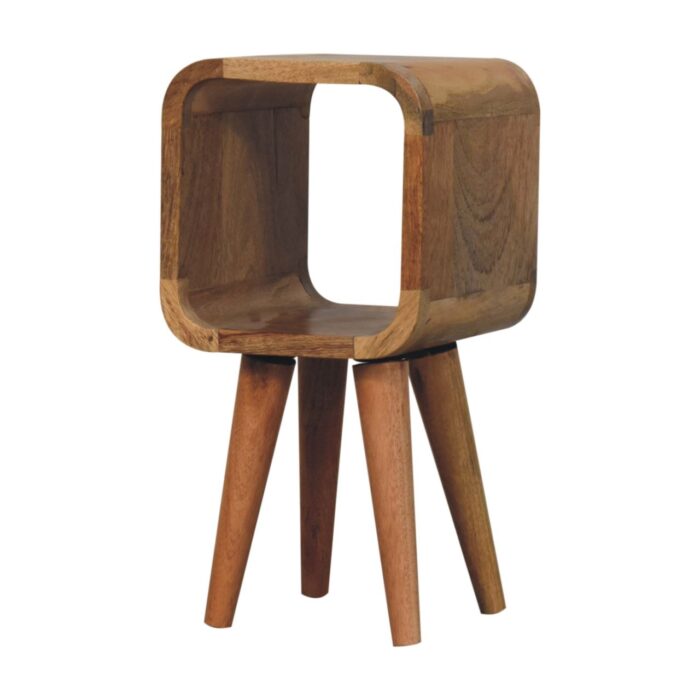 Extra Mini Minimalist Open Curved Oak-ish Bedside - Image 3