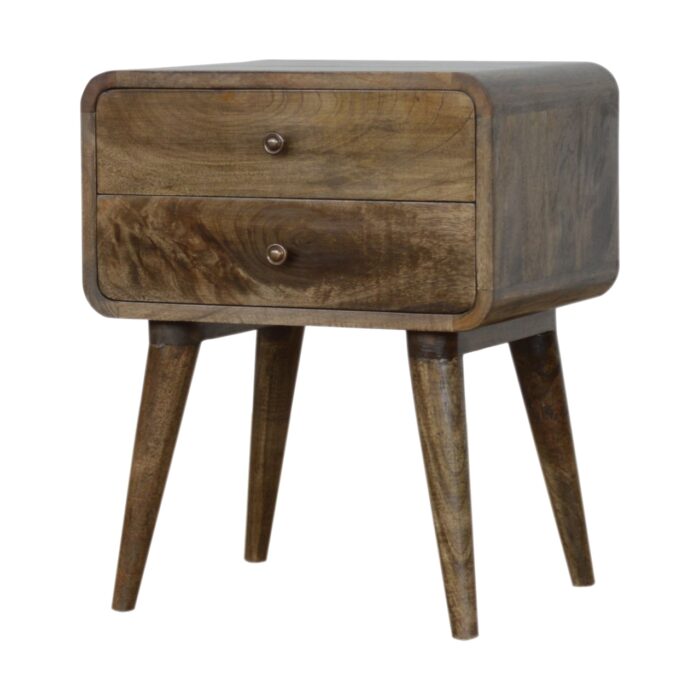 Curved Classic Grey Washed Bedside - Image 1
