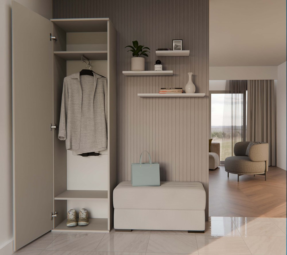 KASZMIRSZAFADUOFRONTOT Duo Wardrobe with Mirror - Cashmere Beige - Image 11