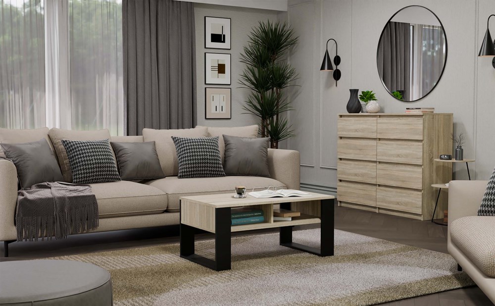 Modern2P_Sonoma5 Modern 2P Coffee Table - Sonoma Oak & Black - Image 9