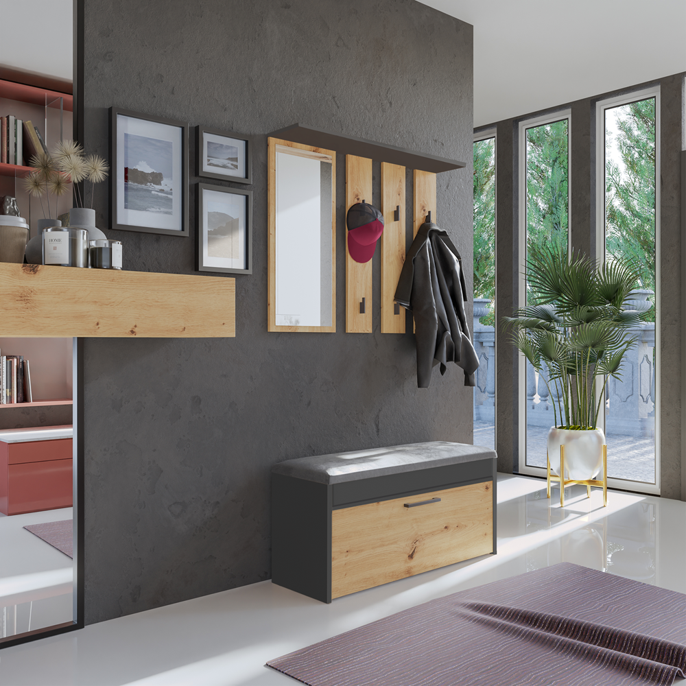 Parma-gar-wiz Parma Hallway Set - Anthracite & Artisan Oak - Image 4