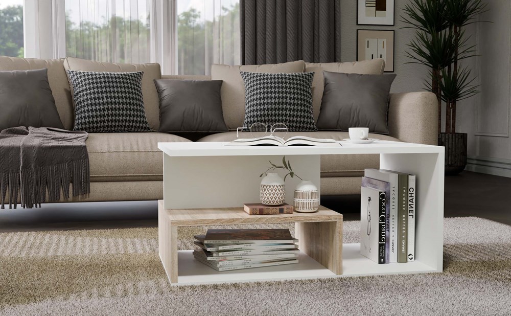 Prima_Sonomamix3 Prima Coffee Table - White & Sonoma Oak - Image 8