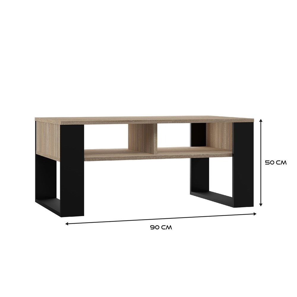 Wymiary-Sonoma_Obszar-roboczy-1 Modern 2P Coffee Table - Sonoma Oak & Black - Image 5