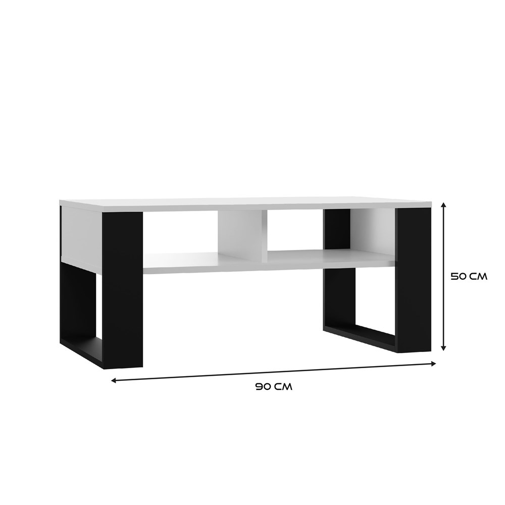Wymiary-biel_Obszar-roboczy-1 Modern 2P Coffee Table - White & Black - Image 4
