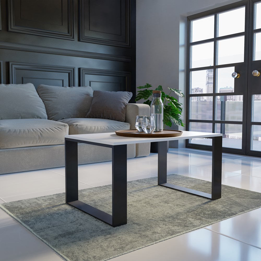 biel-2 Modern Coffee Table - White & Black - Image 5