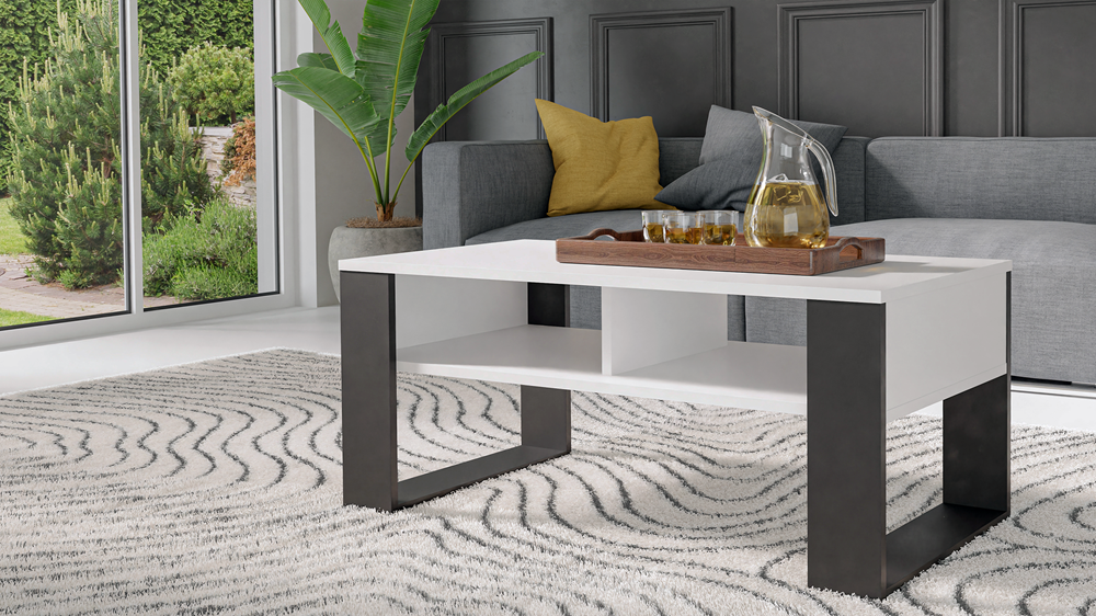 biel Modern 2P Coffee Table - White & Black - Image 2
