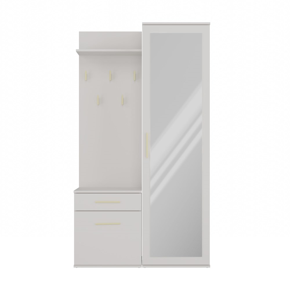 brylka0010 Duo Hallway Set with Mirror Wardrobe - Cashmere Beige - Image 5