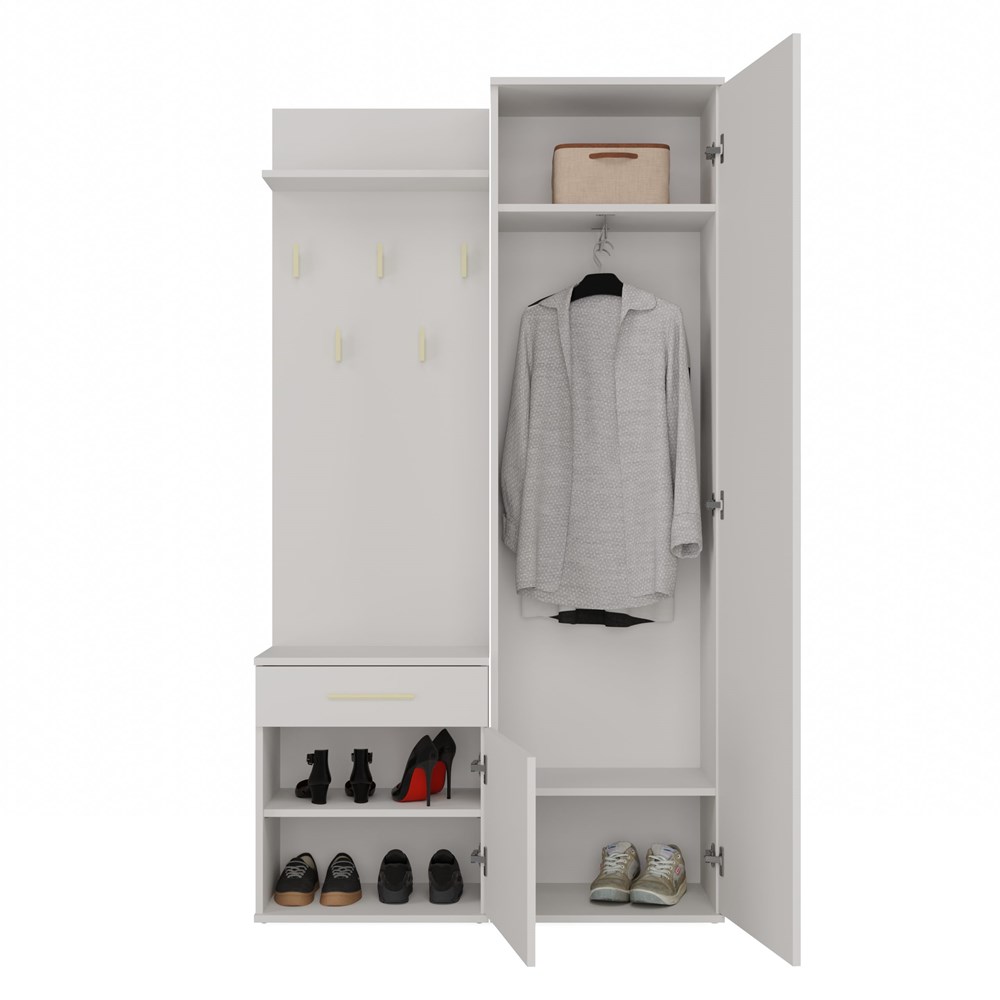 brylka0012 Duo Hallway Set with Mirror Wardrobe - Cashmere Beige - Image 2