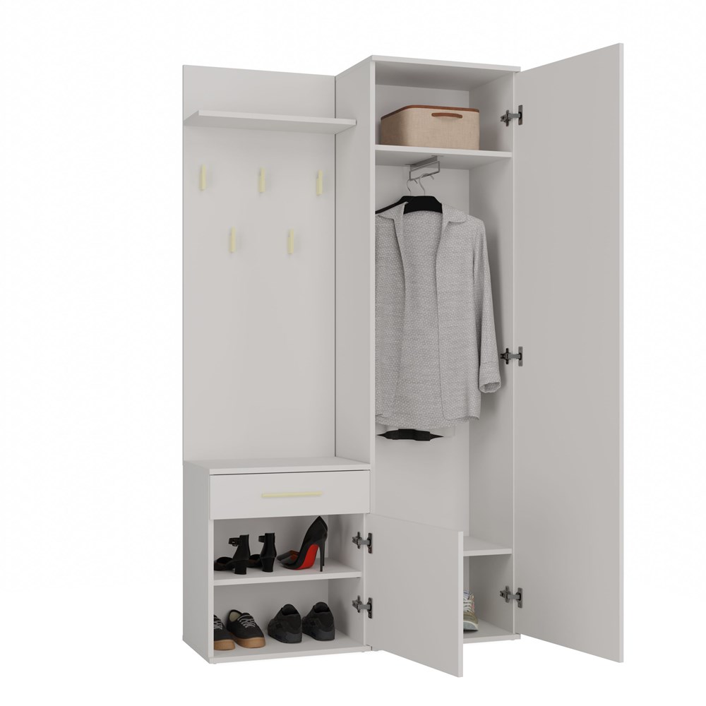 brylka0016 Duo Hallway Set with Mirror Wardrobe - Cashmere Beige - Image 6