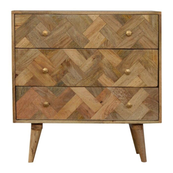 3 Drawer Zig-Zag Patterned Patchwork Chest - Image 1