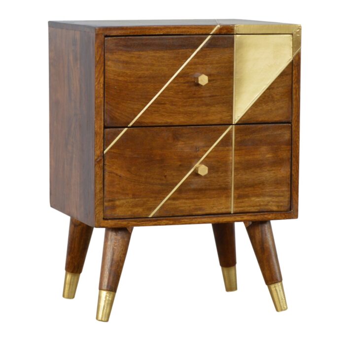 Gold Geometric Chestnut Bedside - Image 2