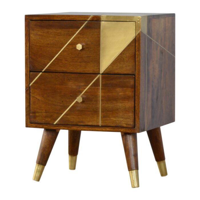 Gold Geometric Chestnut Bedside - Image 1