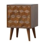 Chestnut Cube Carved Bedside - Image 2