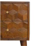 Chestnut Cube Carved Bedside - Image 3