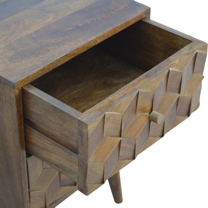 Chestnut Cube Carved Bedside - Image 5