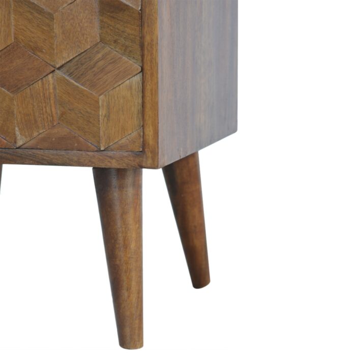 Chestnut Cube Carved Bedside - Image 6