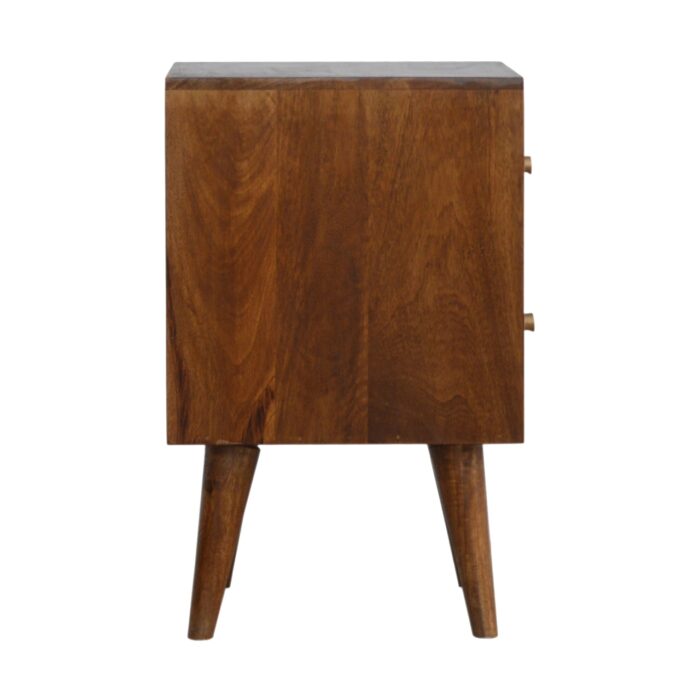 Chestnut Cube Carved Bedside - Image 7