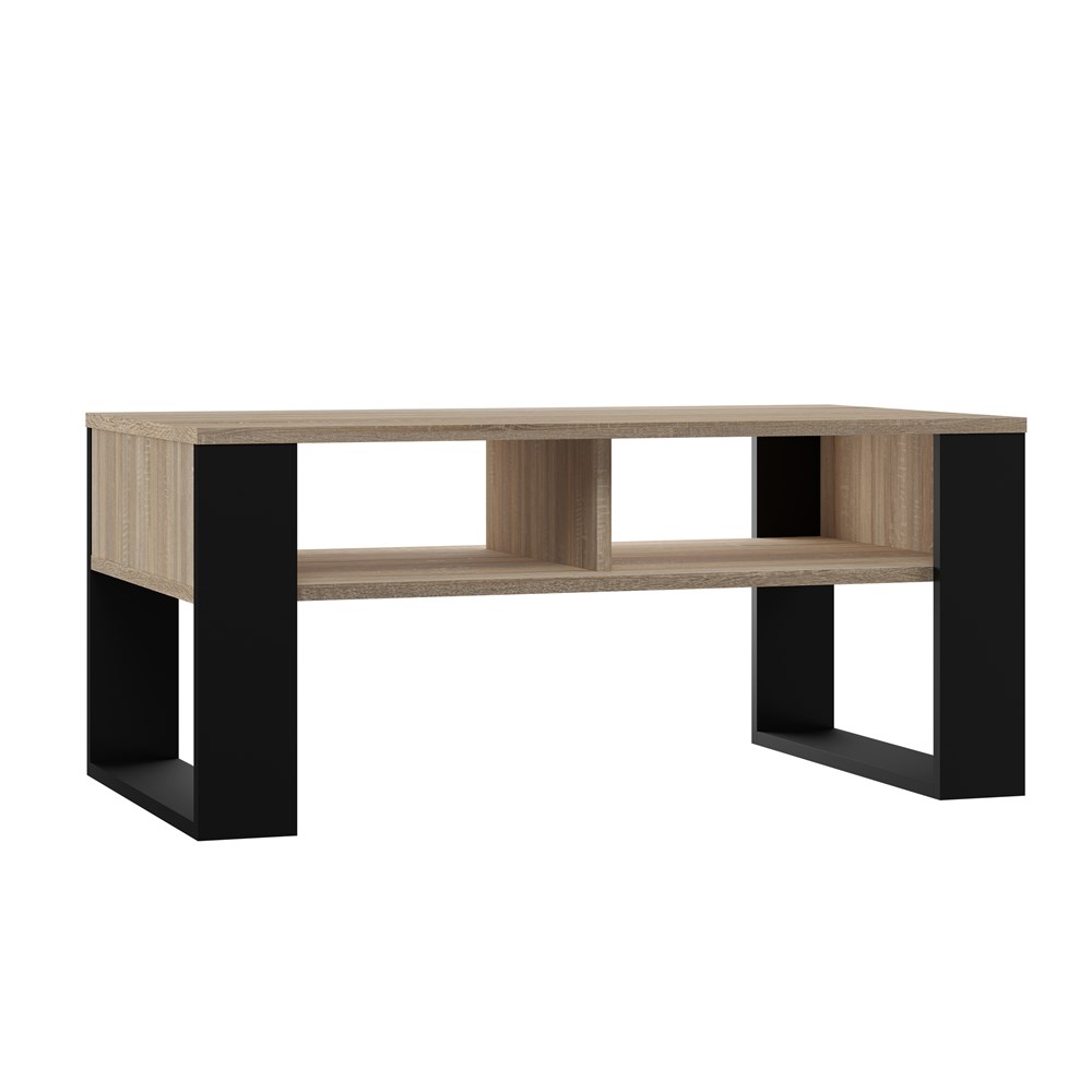sonoma-20-st Modern 2P Coffee Table - Sonoma Oak & Black - Image 1