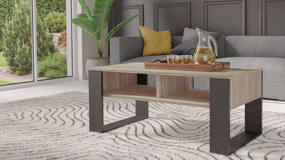 sonoma-mini Modern 2P Coffee Table - Sonoma Oak & Black - Image 4