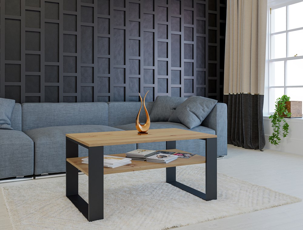 wiz-artisan-1 Modern 1P Coffee Table - Artisan Oak & Black - Image 5