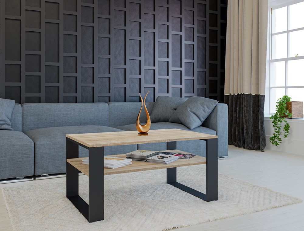 wiz-sonoma-1 Modern 1P Coffee Table - Sonoma Oak & Black - Image 5