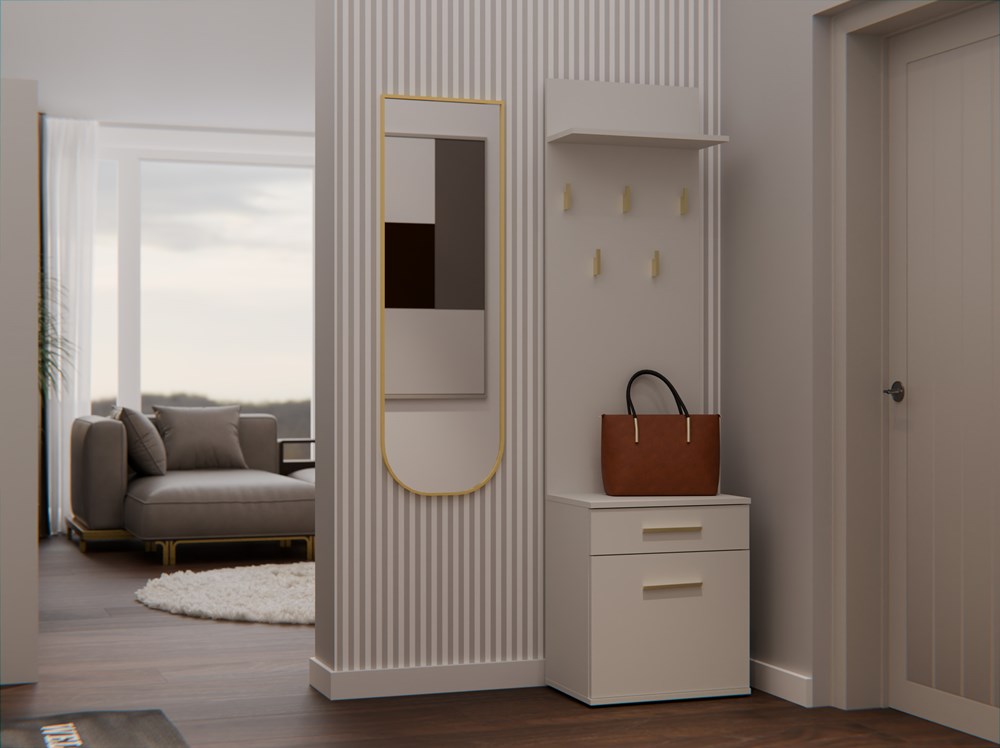 wizuKAszmirDuoWIeszak4 Duo Hallway Set - Shoe Cabinet & Coat Rack - Cashmere - Image 3