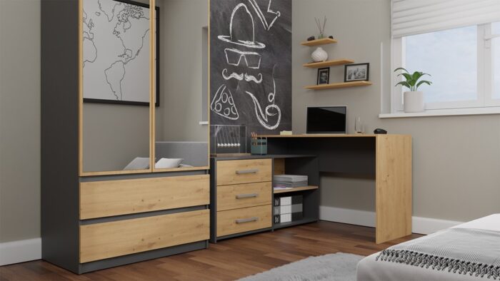Dany Modern Desk – Anthracite & Oak - Image 6