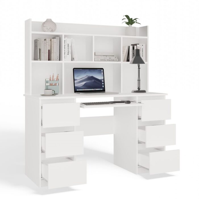 Kuba Workstation with Overhead Shelf – White - Image 13