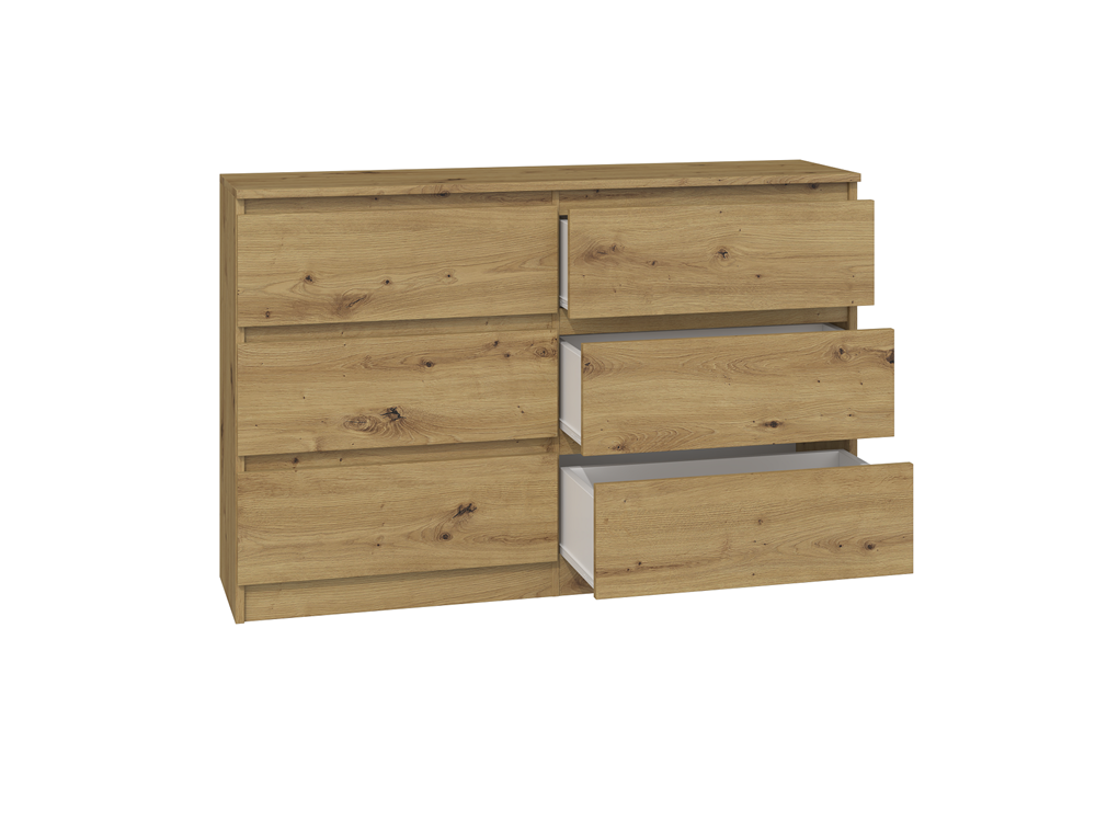11-1 Malwa M6 6-Drawer Chest - 120cm - Artisan Oak - Image 2