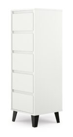 Scandi Tall 5-Drawer Chest – White Finish