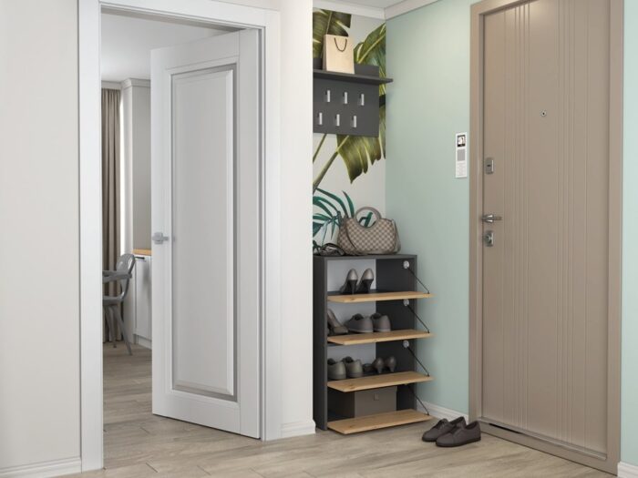 Axton Double Shoe Cabinet – Anthracite & Oak - Image 6