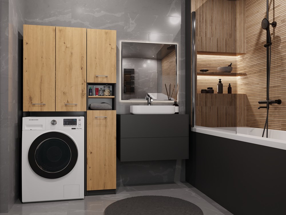 120005 Marpol DD Bathroom Set in Anthracite / Artisan Oak - Image 4