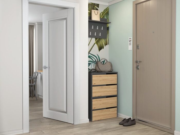 Axton Double Shoe Cabinet – Anthracite & Oak - Image 3