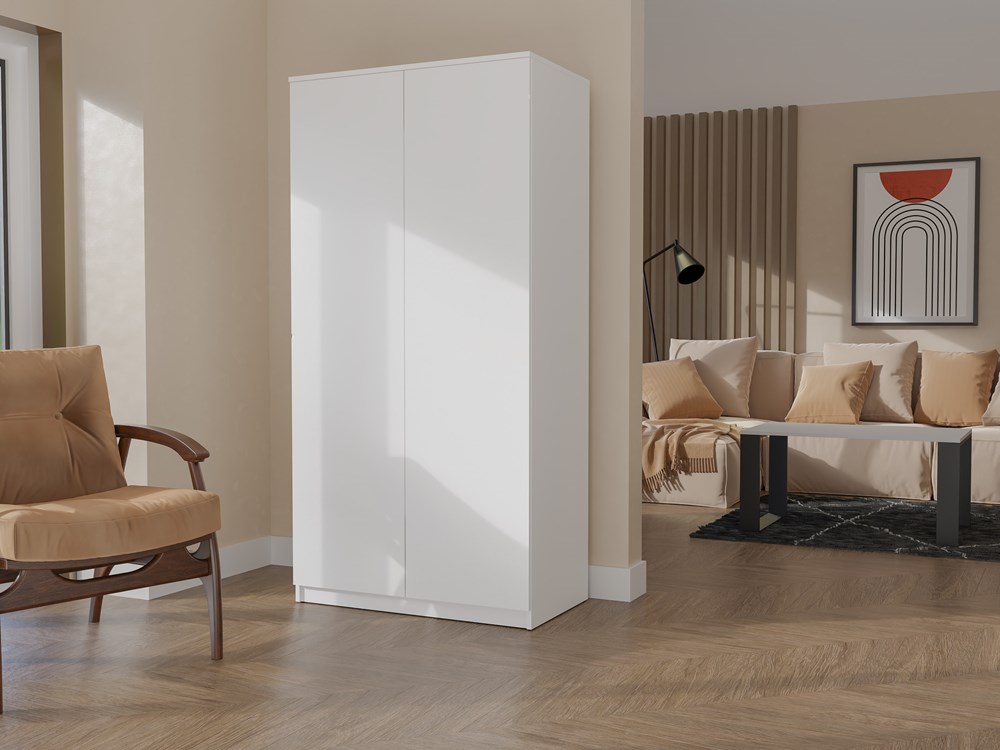 1orginal Malwa SD-90 Two-Door Wardrobe in White Matt - Image 6