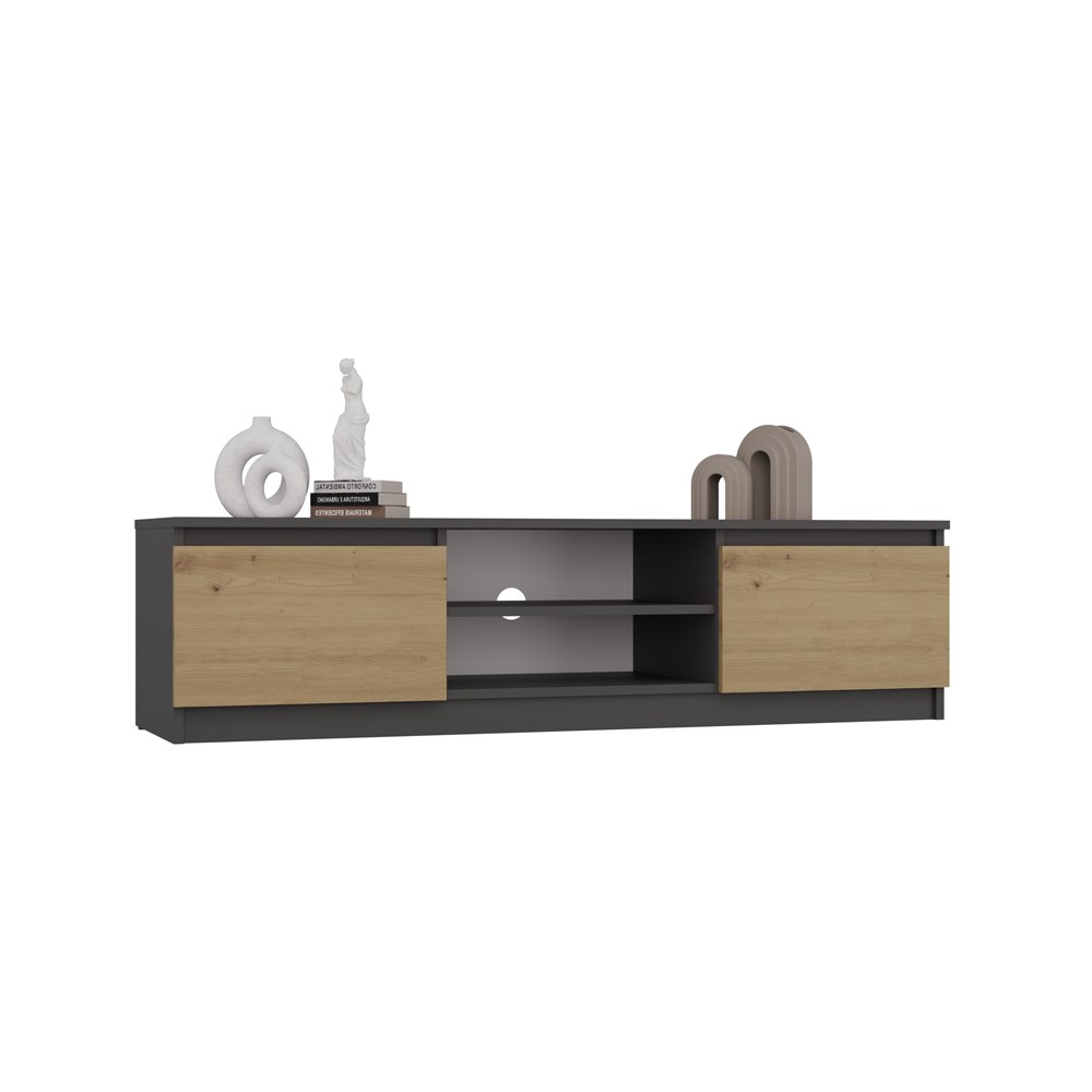 2 Malwa 140 Modern TV Unit in Anthracite / Artisan Oak - Image 2