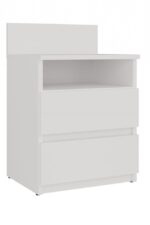 Malwa M1 Modern Bedside Table with 2 Drawers in White Matt